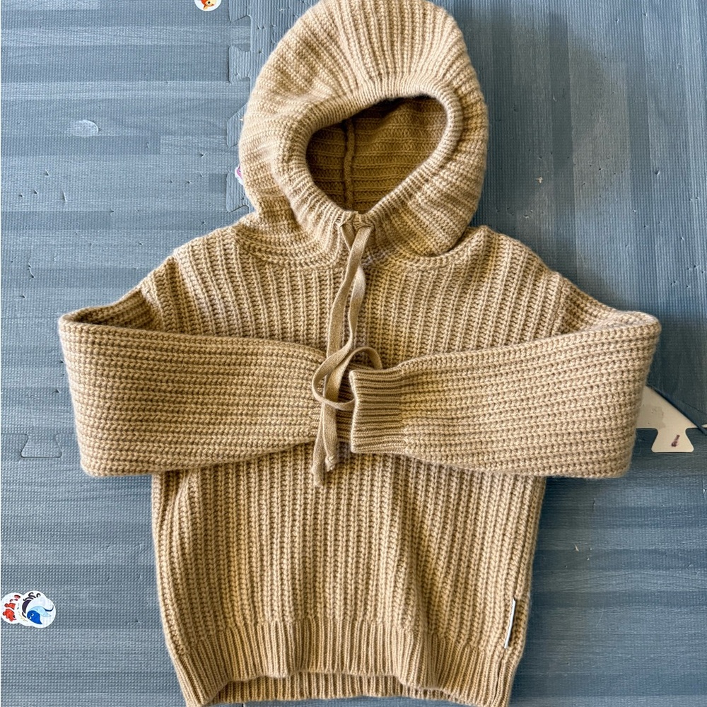 The new society kids beige knit hoodie
